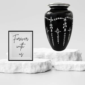 Urna Estilo Americano de Alta Calidad, Grabada a Mano, para Cenizas de Adultos, Esmalte Blanco, Capacidad de 200 Pulgadas Cúbicas, Marca LU - Product Image 3