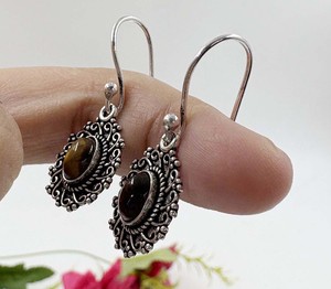 Natural Tiger Eye 925 Sterling <b>Silver</b> Plated <b>Earring</b> Vintage Trendy Gemstone <b>Earring</b> Wholesale - Product Image 5