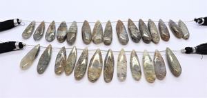Perles de pierre de soleil noire naturelle, forme poire longue, lisses, 8x26-10x32MM, brin de 8 pouces, pour la fabrication de bijoux, vente en gros - Product Image 4