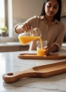 Plato de Servir Ovalado de Madera, Hecho a Mano, Pulido, Diseño Sólido, Juego de Dos, Diseño Minimalista, HASAN CRAFT, para Fiestas - Product Image 3