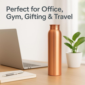 Botella de Agua de Cobre 100% de Alta Calidad, 650 ml, Estilo Martillado Antiguo, Beneficios Ayurvédicos para la Salud, Logotipo Personalizado, Taza para Beber - Product Image 2