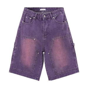 Shorts en jean pour homme 2026, style charpentier, personnalisables avec votre logo, délavés, coupe ample, vintage, style streetwear, jorts pour homme - Product Image 1