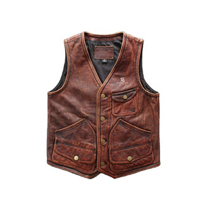 Men's <b>Leather</b> Biker Vest Custom Adults Wholesale OEM ODM Motorcycle <b>Sleeveless</b> <b>Jacket</b> Vintage Casual Outerwear 2026 - Product Image 4