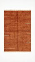 Tapis d'intérieur moderne classique en laine nouée à la main, couleur terre cuite, à poils plats, motif floral, luxueux, avec franges