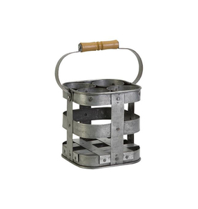 Organizador de Botellas de Vino de Metal Hecho a Mano con Acabado Rústico para Interiores Modernos - Product Image 1