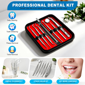 Professional Dental Pick <b>Teeth</b> Cleaning Hygiene Kit | Stainless Steel Plaque Remover & <b>Tooth</b> Tartar <b>Scraper</b> Set with Cas - Product Image 2