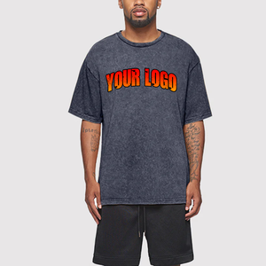 T-shirt délavé à l'acide en gros pour hommes, 100% coton, confortable, vintage, coupe oversize, col rond, séchage rapide, OEM - Product Image 3