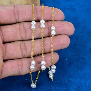 Collier artisanal en argent sterling 925 plaqué or 18 carats avec perle ronde de 6 mm en pierre précieuse - Product Image 2
