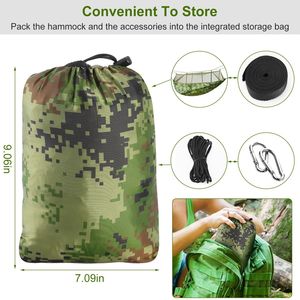 Amaca da campeggio leggera da 440 libbre con rete doppia o singola con cinturino per albero e borsa da trasporto accessori per esterni - Product Image 3