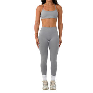 Wholesale Custom Hot Plus Size Sexy Yoga Sets Women's V-Neck Backless Sports <b>Bra</b> and High Waist Yoga Sets MADE BY HS - Product Image 5