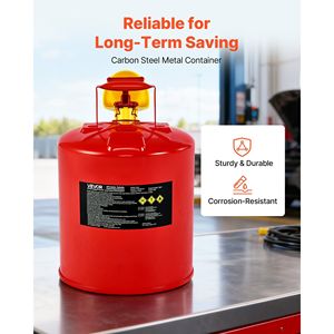 Tanica per Carburante in Acciaio Inox da 5 Galloni Tipo I con Imbuto in Acciaio al Carbonio, Manico Ergonomico, Arresto Fiamma Rosso e Coperchio Autochiudente - Product Image 3