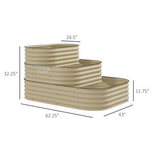 Set di Fioriere Rialzate a 3 Livelli con Fondo Aperto, 62.25 X 43 X 32.25, con Bordo di Sicurezza per la Coltivazione di Verdure, Erbe e Fiori - Product Image 3
