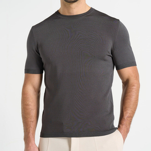 Camiseta de Punto de Manga Corta para Hombre, Cuello Redondo, Corte Regular, Color Sólido, Estilo Casual - Product Image 5