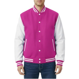 Blouson universitaire unisexe personnalisé, chaud, pour l'automne, style baseball, manches en polyester, broderie frontale, streetwear pour lycée - Product Image 1