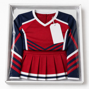 Custom Cheerleader Uniform Set Women Poly Spandex Competition Cheer Outfit Long Sleeve Top Pleated <b>Skirt</b> Team Performance Sports - Product Image 5
