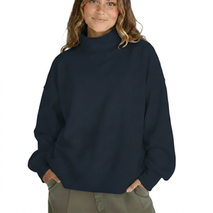 Sweat-shirts à col montant personnalisés de qualité professionnelle avec logo imprimé et brodé, effet délavé, luxe discret, pour hommes et femmes, décontractés, hiver, automne - Product Image 2