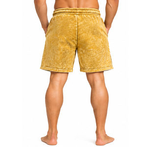 <b>Mens</b> Workout <b>Shorts</b> with Textured Washed Appearance <b>Elastic</b> <b>Waist</b> Drawstring Pockets Relaxed Fit Fitness Lounge Apparel Gym Wear - Product Image 2