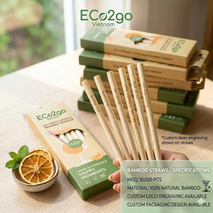 Handmade <b>Reusable</b> Durable Biodegradable Bamboo <b>Straws</b> for Camping with Customizable Logo Eco2go Vietnam Directly From Vietnam - Product Image 1