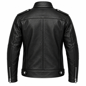 Veste en cuir pour homme, style streetwear, imperméable, respirante, écologique, pour l'hiver, unie, avec fermeture éclair, best-seller, personnalisable - Product Image 6