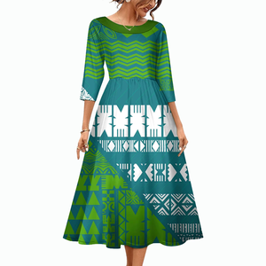 Robe formelle pour femme, style designer, imprimé Sia, jupe personnalisée, motif tribal polynésien Samoa, décontractée, grande taille - Product Image 4