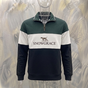 Veste à col montant Snowgrace pour homme, à blocs de couleur, avec fermeture éclair quart de tour, manches longues, logo brodé, coupe classique, toutes saisons, en polyester - Product Image 3