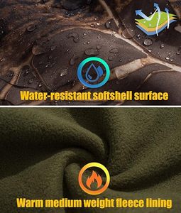 Silent Hunting Clothes for Men Soft Shell Outdoor Hiking <b>Jacket</b> <b>Camo</b> Water Resistant Fleece Hooded Coat with Pockets - Product Image 3