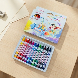Retail Ready 12 Colors <b>Crayon</b> Set Custom Logo Non Toxic Eco Friendly Washable Kids Art Painting Bulk Export Trade - Product Image 1