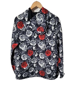 Windbreaker Rose Print Floral Black White Red Loose Baggy Smart Custom Fitted Anorak unisex <b>Jacket</b> New Fashion - Product Image 5