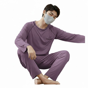 <b>Mens</b> Printed <b>Pajama</b> <b>Set</b> Soft Cotton Sleepwear Short Sleeve Top Matching Pants Breathable Home Wear Casual Night Suit Relaxed - Product Image 4