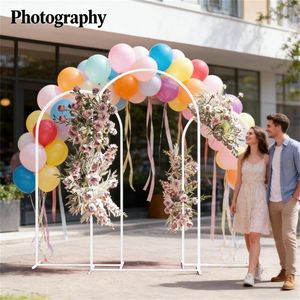 Arco Decorativo Blanco para Bodas con Marco Arqueado y Soporte Metálico, Paquete de 3 Piezas - Product Image 2