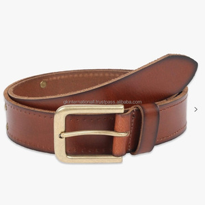 Ceinture décontractée durable en cuir marron entièrement cousue faite à la main pour hommes taille personnalisée ceinture décontractée d'affaires en cuir pleine fleur à la mode - Product Image 4