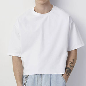 Camiseta Oversize de Color Blanco para Hombre, Estilo Urbano, de Gran Gramaje, Corte Cuadrado y Recortado, Personalizable, Tallas OEM - Product Image 1