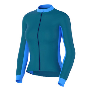 Top deportivo azul con cremallera frontal completa, transpirable, unisex, para viajes y ciclismo, top deportivo morado y rosa de manga larga - Product Image 1