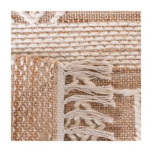 Tapis rectangulaire en jute marron uni, tressé à tissage plat, avec envers antidérapant en jute, moderne, pour salon, géométrique, adapté aux animaux domestiques - Product Image 5