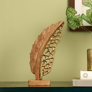 Sculpture moderne en bois et métal, élégante pièce décorative pour la maison, le salon, le bureau et la table, style artistique bois-métal - Product Image 2