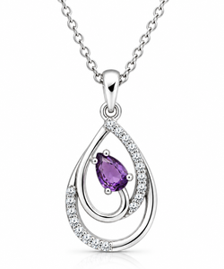 Collar con colgante de pera de plata de ley 925 – Diseño de lágrima pavé con elegantes detalles brillantes - Product Image 1