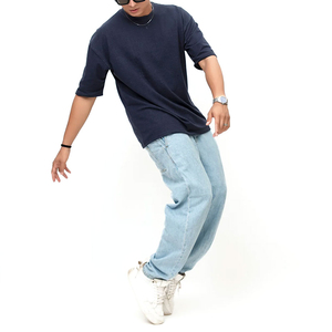 T-shirt Homme Oversize Demi-Manches Col Rond Coupe Longue Épaules Tombantes Haute Qualité Vente en Gros Fabriqué au Pakistan - Product Image 5