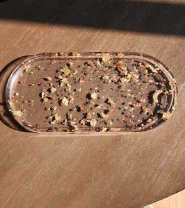 Plateau décoratif multifonctionnel de conception contemporaine en résine à motif marbré ovale pour mariage, emballage en une seule pièce - Product Image 3