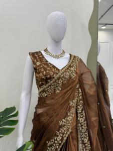 Indian Ethnic Fancy Designer Partywear Saree with Sequins Work for All Special Occasion and Function for Women Trendy Outfit - Product Image 1