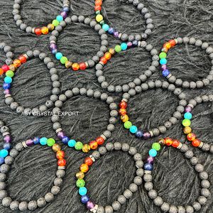 Premium Seven Chakra Lava Rock <b>Bracelet</b> Natural Gemstone <b>Healing</b> <b>Bracelet</b> Crystal Crafts Yoga Meditation Accessory - Product Image 4