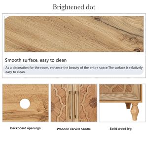 Grande Armadio con Anta Intagliata a Fiori per Soggiorno, Cucina e Ingresso, con Maniglia in Legno Naturale e Metallo - Product Image 4