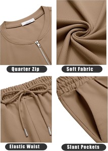 Custom Logo Men's Breathable Knitted Zip Front <b>Collar</b> <b>T</b>-<b>Shirt</b> Short Pant Casual Summer Sportswear Fitness Gym Training Wholesale - Product Image 5