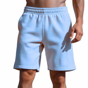 Shorts tricotés unis pour hommes, décontractés, en coton, avec cordon de serrage à la taille, respirants, taille mi-haute, confortables pour l'été - Product Image 6