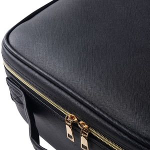 Professional Portable Travel Makeup Bag with High Capacity and Multilayer Design Black Strap Cosmetic Case - Product Image 6