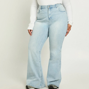 Factory direct breathable denim <b>flare</b> pants lightweight stretch <b>flare</b> jeans supplier bulk export factory - Product Image 6