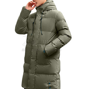 Premium Quality <b>Men's</b> Hooded <b>Long</b> Cotton Padded <b>Jacket</b> with Front Logo Breathable Casual Winter Outerwear - Product Image 1