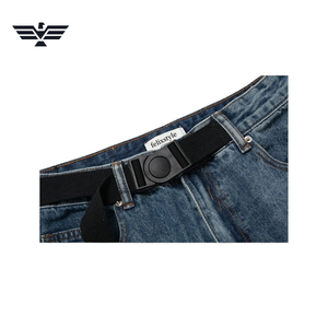 Shorts en jean taille haute pour homme, coupe large, décontracté, été, en coton tricoté, délavé foncé, respirant, déchiré, avec ceinture, style streetwear - Product Image 4