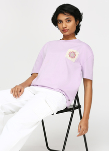 Camiseta de Cuello Redondo para Mujer, Mezcla de Algodón, Transpirable, de Secado Rápido, con Apliques Bordados Planos, Manga Corta, Informal, Verano, Exportación - Product Image 5