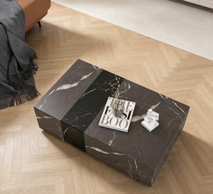 Modern Marble Coffee <b>Table</b> Minimalist Design Living Room Furniture Decorative <b>Stone</b> <b>Top</b> Rectangular Shape - Product Image 1