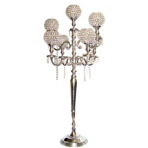 Candélabre de luxe gaufré à 5 bougies, en métal nickelé, décoratif, de haute qualité, fait main, pour la décoration - Product Image 5